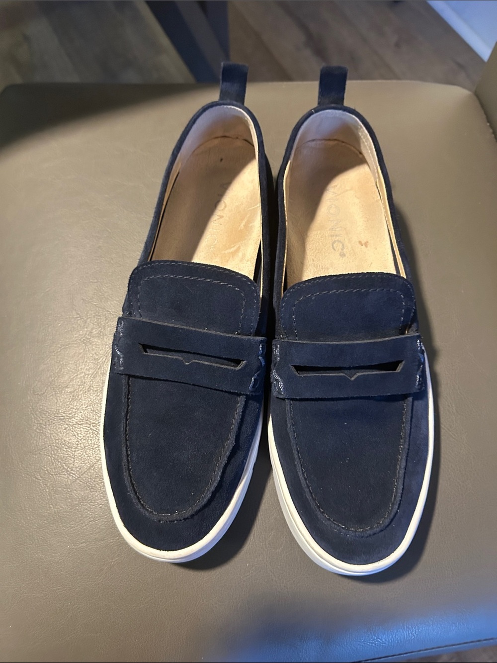 Vionic uptown Navy Suede Slip-On Loafers for Men - Casual Penny Moccasin